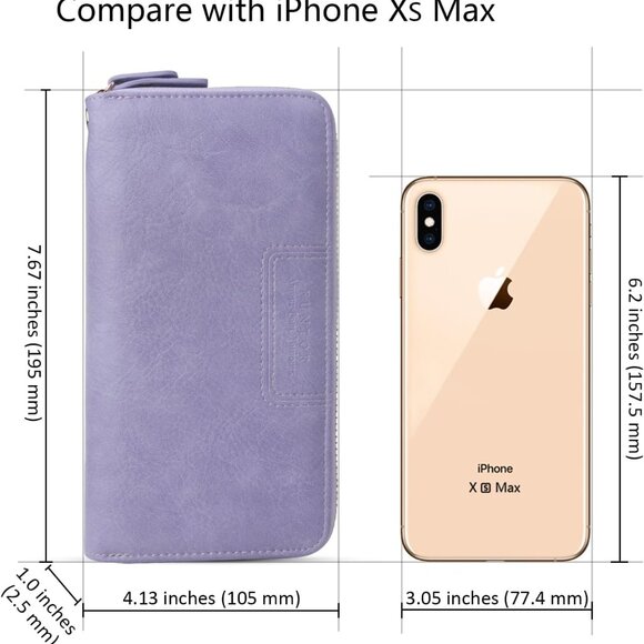 Wristlet Wallet for Women PU Vegan Leather Clutch Cell Phone Card Holder - Picture 6 of 7